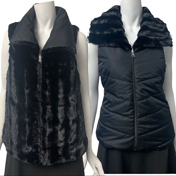 Ellen Reyes Faux Fur & Puffer Reversible Vest - Picture 1 of 8
